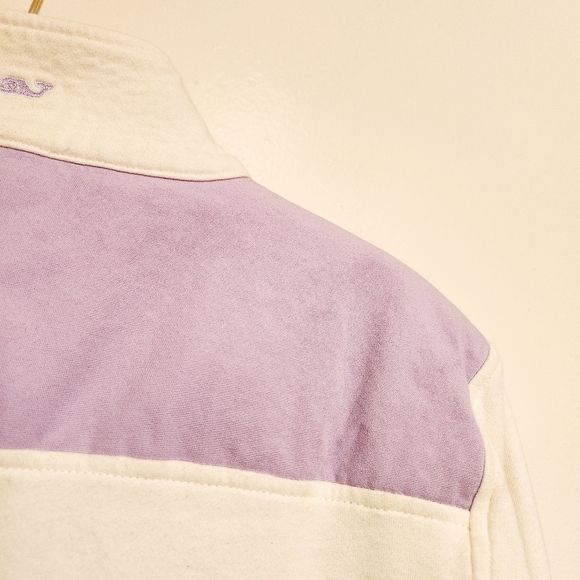 Vineyard Vines | Women's Ivory & Purple Quarter Zipper Shep Sweatshirt (Size XL) - Picture 14 of 16